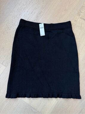 Pilcro Black Knit Mini Skirt with Ruffle Hem
